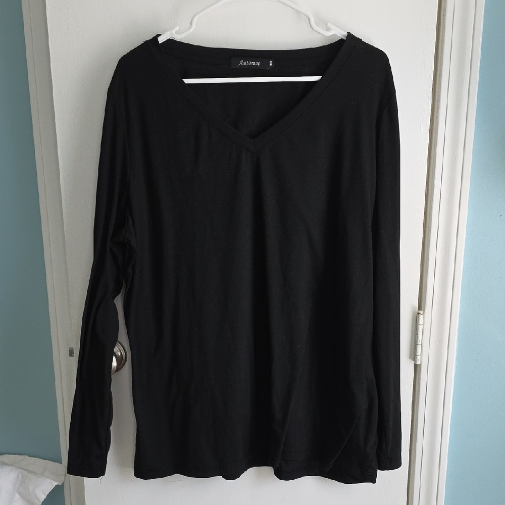 Womens Long Sleeve V Neck Shirt